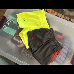 Lot of 2 Under Armour shorts, 1 shirt 0-3 mth boy